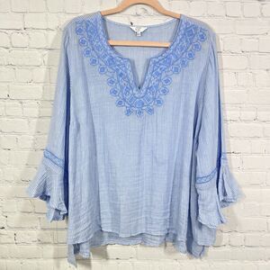 crown & ivy Blue Striped Tunic Top